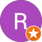 Purple circle with a white letter R in the center and an orange star badge overlapping the bottom right edge.